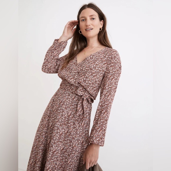 NWOT Madewell Tie-Front wrap top cottage garden ditsy floral earthtone neutral - Picture 4 of 11